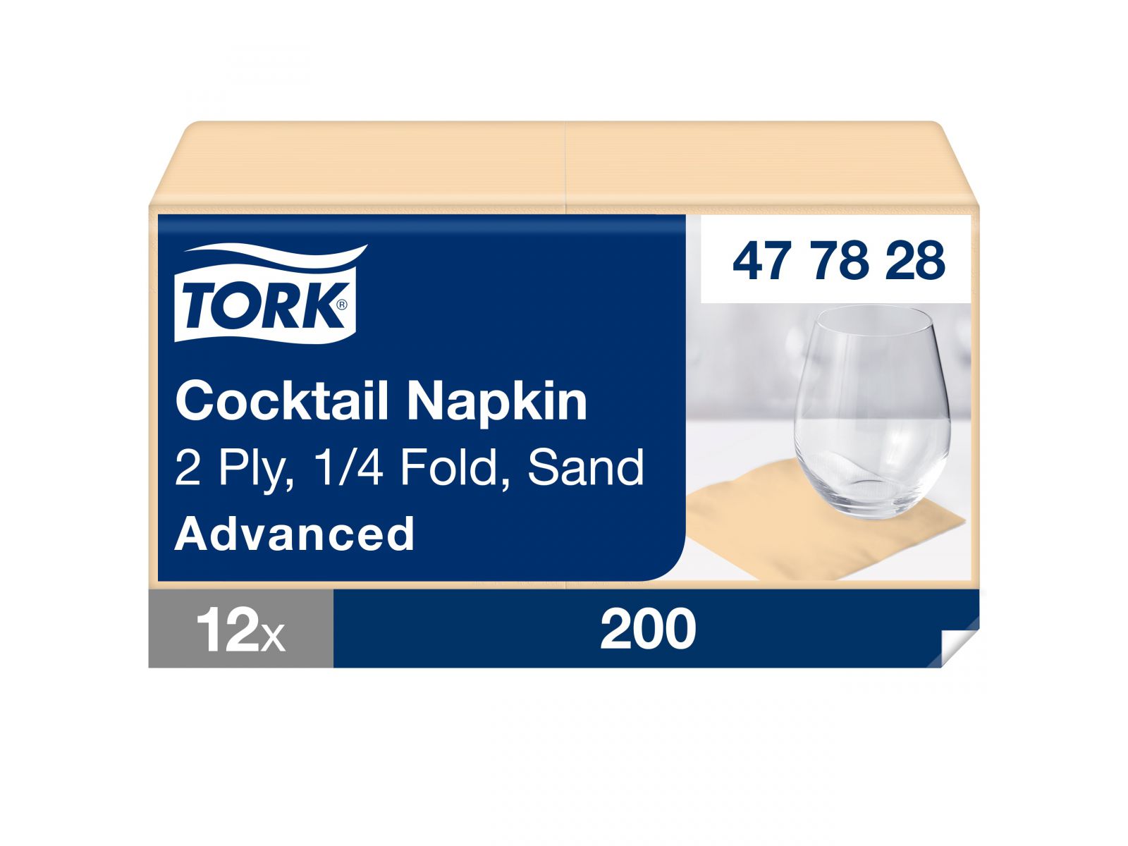 Serwetki Tork 24x24 477828 Piaskowa Karton 2400 serwetek (12 x 200) Składana 1/4